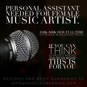personal assistant needed for international musician in beverly hills