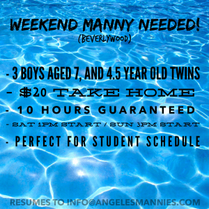 Weekend Manny Needed in Beverly Hills, super fun and sporty, angeles mannies, childcare, nanny agency, domestic staffing