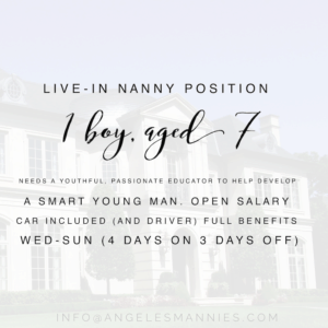 Live-In Nanny Needed beverly hills angeles mannies LA educated professional elite high profile celebrity smart domestic staff nanny agency